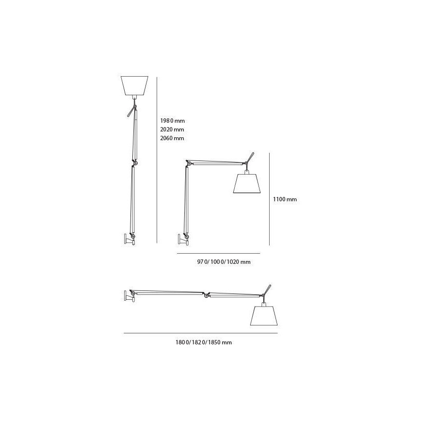 Artemide AR 0564010A+AR 0780030A+AR 0779010A KOMPLET - Lattialamppu TOLOMEO MEGA 1xE27/150W/230V
