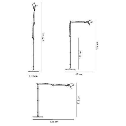 Artemide AR 0947010A+AR A012820 KOMPLET - Lattialamppu TOLOMEO BASCULANTE 1xE27/100W/230V