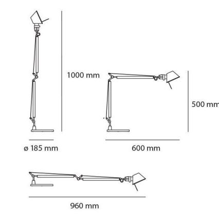 Artemide AR A015100+AR A003900 KOMPLET - Himmennettävä LED-pöytävalaisin TOLOMEO MIDI 1xLED/9W/230V