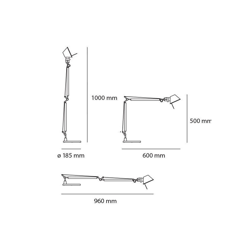Artemide AR A015100+AR A003900 KOMPLET - Himmennettävä LED-pöytävalaisin TOLOMEO MIDI 1xLED/9W/230V