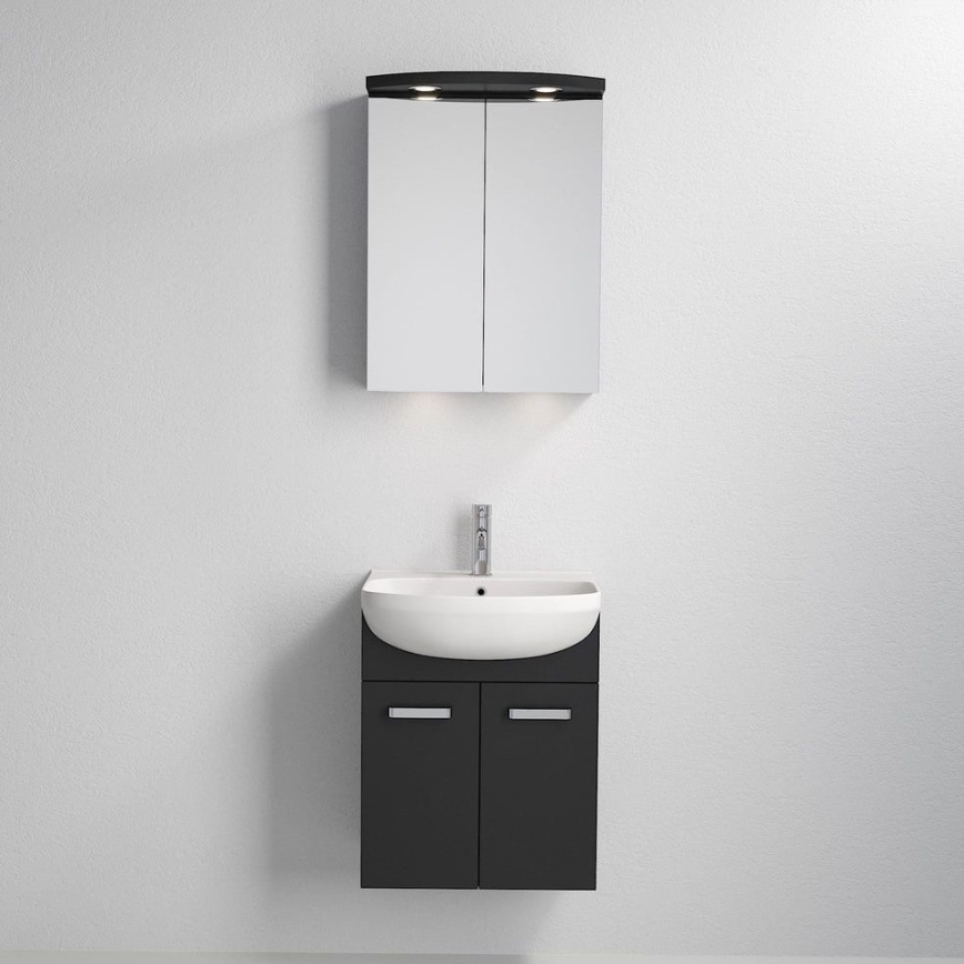 ASTRID-kylpyhuonekaappi pesualtaalla + LED-peilikaappi 4xLED/4,3W/230V IP44 musta