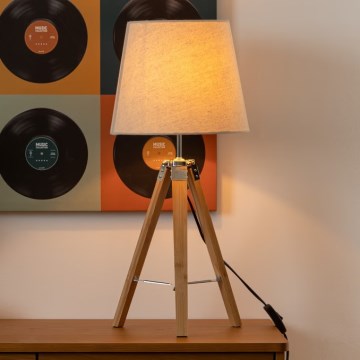 Atmosphera - Pöytävalaisin RUNO 1xE27/25W/230V bambu/kerma