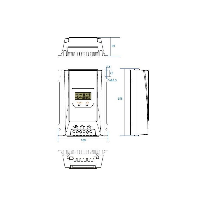 Aurinkoenergian lataussäädin MPPT 12/24V/40A