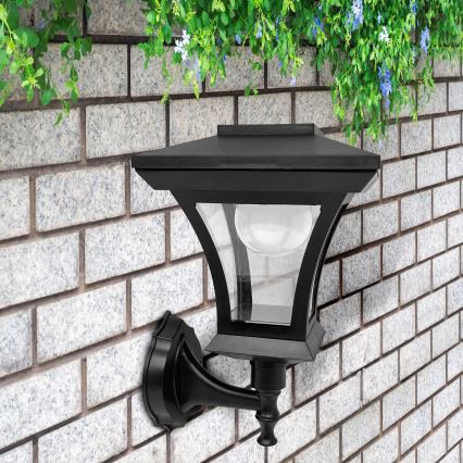 Aurinkokennolla toimiva LED-seinävalaisin TIRANA LED/1,2V 1800 mAh IP44 musta