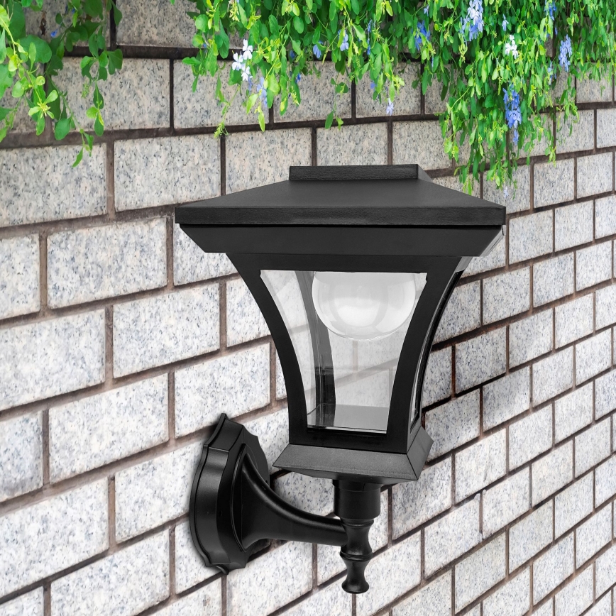 Aurinkokennolla toimiva LED-seinävalaisin TIRANA LED/1,2V 1800 mAh IP44 musta