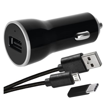 Autolaturi 2,1A + micro USB-kaapeli