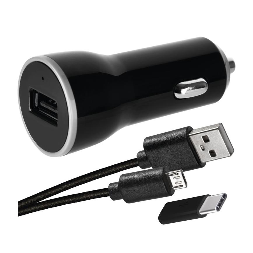 Autolaturi 2,1A + micro USB-kaapeli