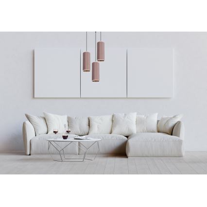 Kattovalaisin köydellä AVALO 3xE27/60W/230V halkaisija 35 cm vaaleanpunainen/kupari