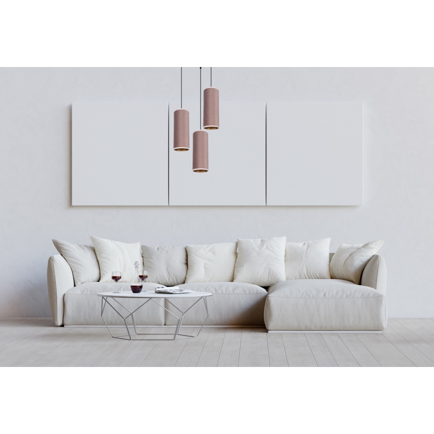 Kattovalaisin köydellä AVALO 3xE27/60W/230V halkaisija 35 cm vaaleanpunainen/kupari