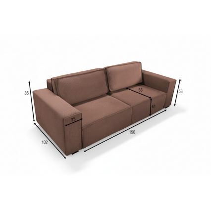 Avattava 3‑istuttava sohva RONDA säilytystilalla, punainen