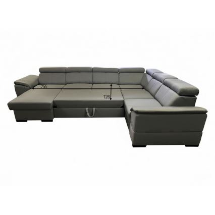 GRANADA avattava U-muotoinen kulmasohva universaalilla kulmaratkaisulla ja säilytystilalla, tummanharmaa