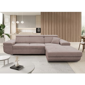 Avattava L-mallinen oikeanpuoleinen kulmasohva CASTELO, säilytystilallinen, beige