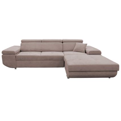 Avattava L-mallinen oikeanpuoleinen kulmasohva CASTELO, säilytystilallinen, beige