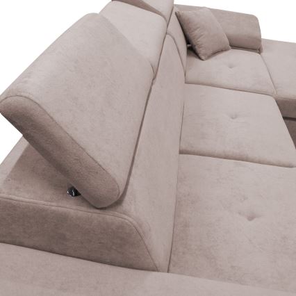 Avattava L-mallinen oikeanpuoleinen kulmasohva CASTELO, säilytystilallinen, beige