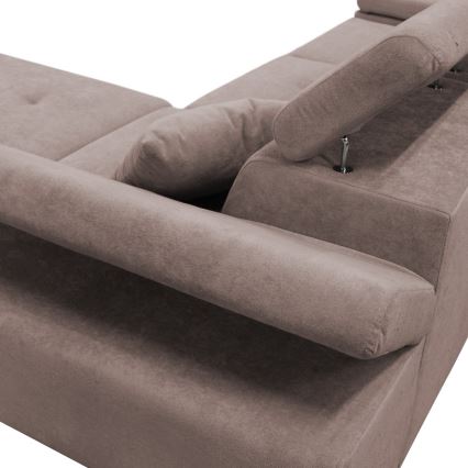 Avattava L-mallinen oikeanpuoleinen kulmasohva CASTELO, säilytystilallinen, beige