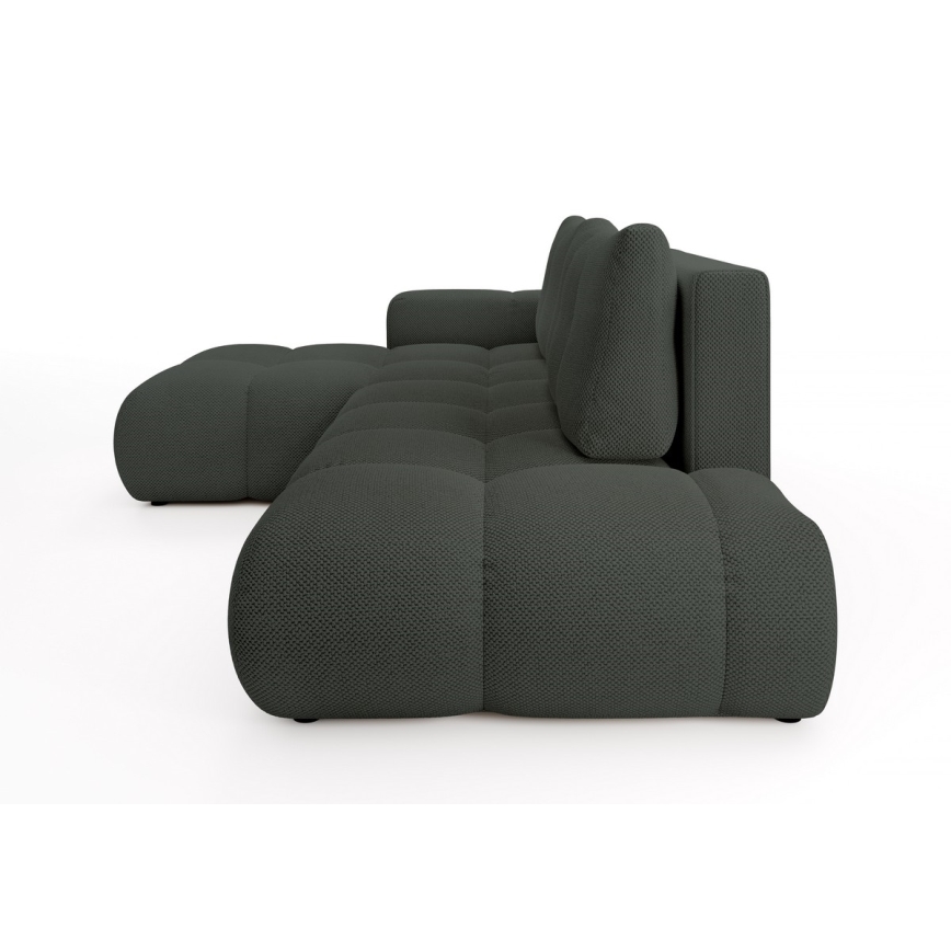 Avattava verhoiltu L-mallinen kulmasohva säilytystilalla ALMADA, vasen, antrasiitti