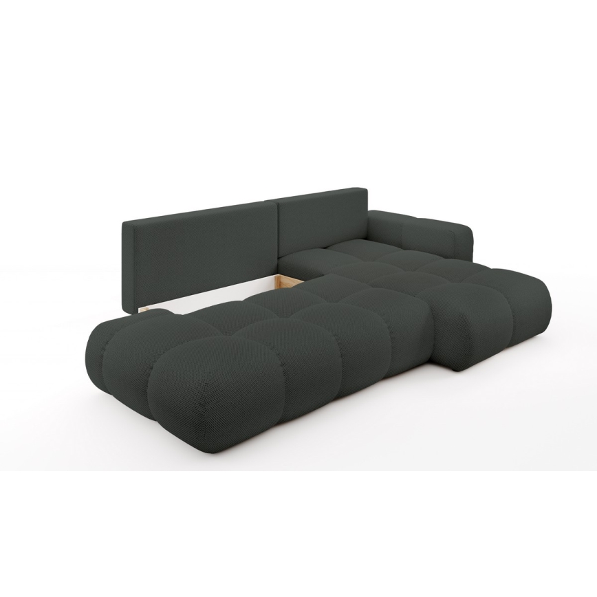 ALMADA L-mallinen avattava verhoiltu kulmasohva, oikeakätinen, säilytystilalla, antrasiitti