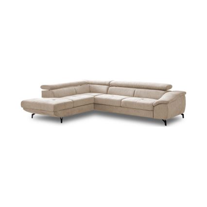 Avattava L-muotoinen kulmasohva BRESCIA, vasenkätinen, beige, säilytystilalla