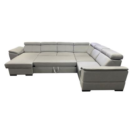 GRANADA avattava U-muotoinen kulmasohva käännettävällä kulmalla ja säilytystilalla, vaaleanharmaa