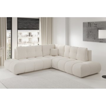 Avattava, verhoiltu L-mallinen kulmasohva ALMADA, oikeanpuoleinen, beige