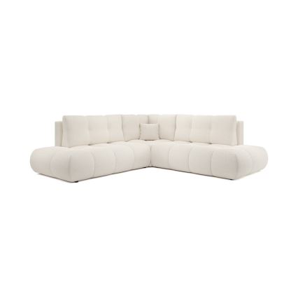 Avattava, verhoiltu L-mallinen kulmasohva ALMADA, oikeanpuoleinen, beige