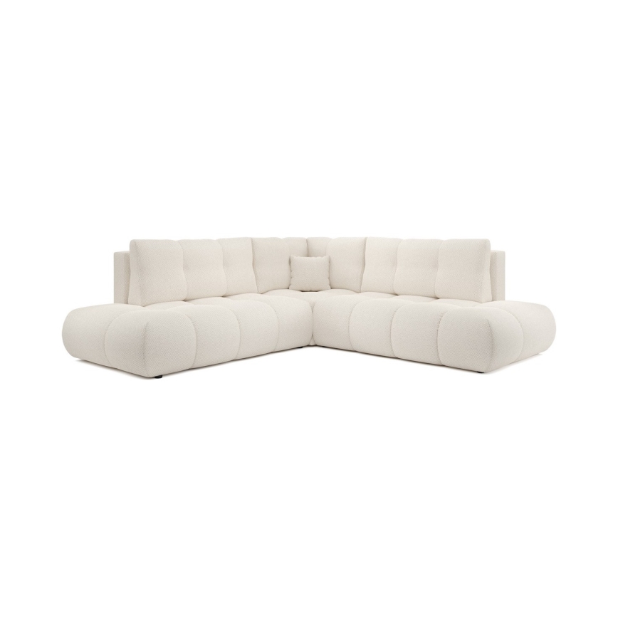 Avattava, verhoiltu L-mallinen kulmasohva ALMADA, oikeanpuoleinen, beige