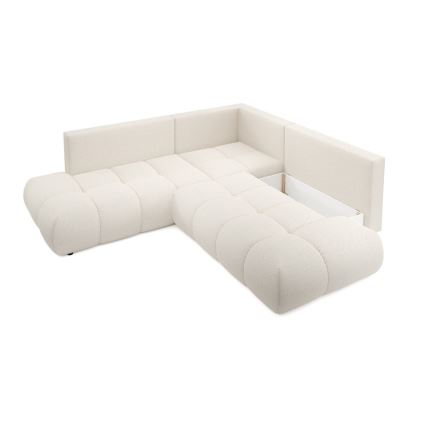 Avattava, verhoiltu L-mallinen kulmasohva ALMADA, oikeanpuoleinen, beige