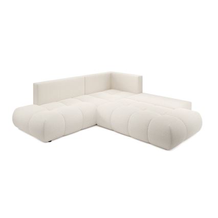 Avattava, verhoiltu L-mallinen kulmasohva ALMADA, oikeanpuoleinen, beige