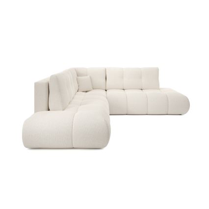 Avattava, verhoiltu L-mallinen kulmasohva ALMADA, oikeanpuoleinen, beige