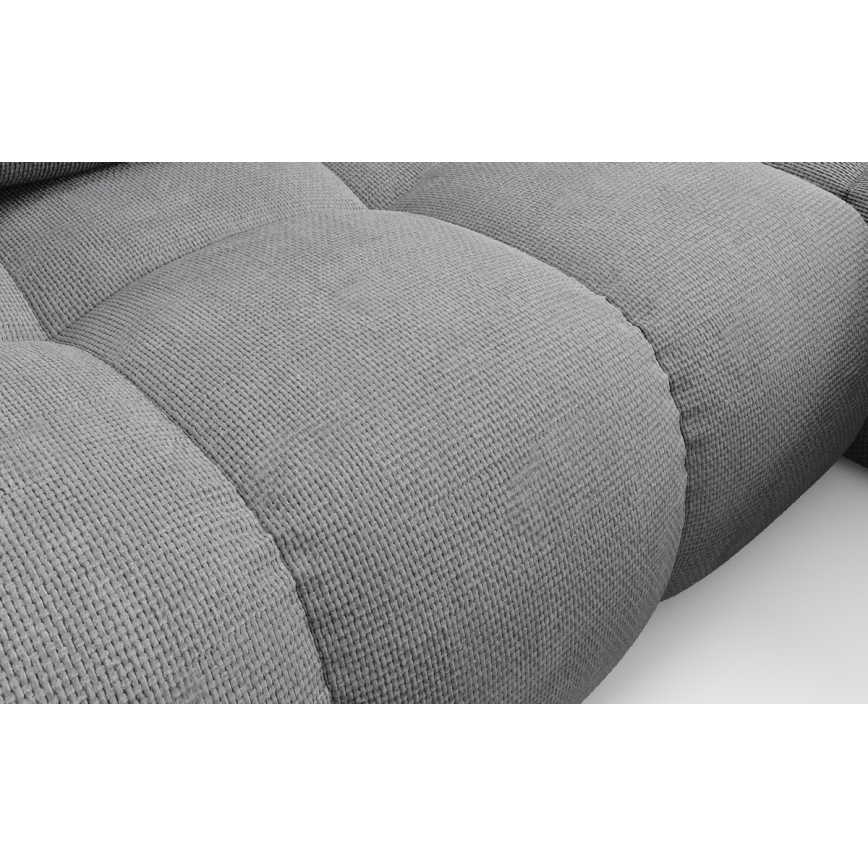 Avattava verhoiltu L-muotoinen kulmasohva ALMADA, oikeakätinen, harmaa, säilytystilalla