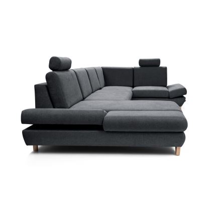 U-muotoinen avattava verhoiltu kulmasohva säilytystilalla AVESTA antrasiitti