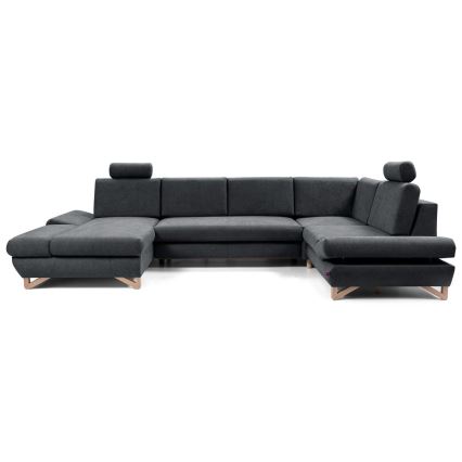 U-muotoinen avattava verhoiltu kulmasohva säilytystilalla AVESTA antrasiitti