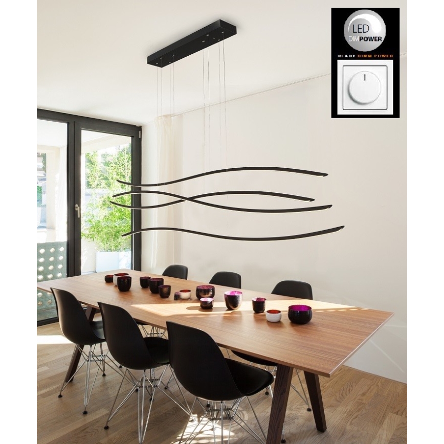 Azzardo AZ2912 - Himmennettävä LED-kattokruunu narussa WAVES 4xLED/70W/230V