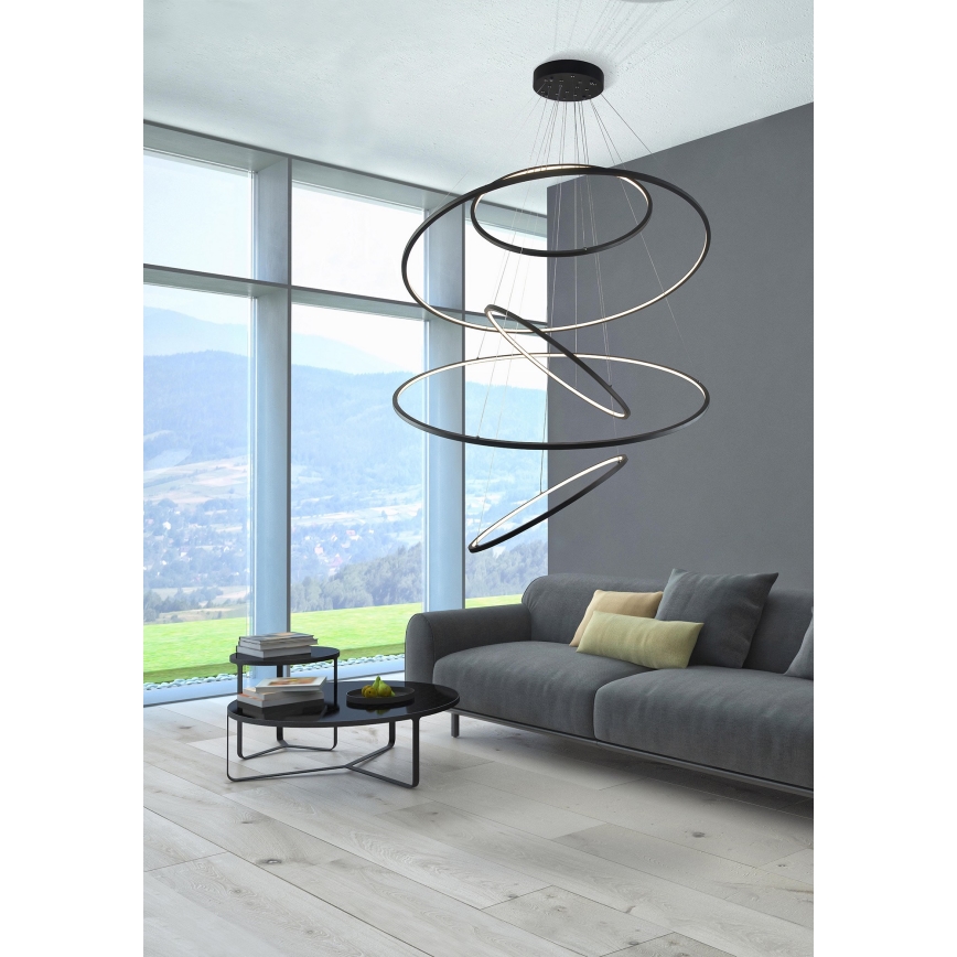 Azzardo AZ3417 - Himmennettävä LED-kattokruunu narussa WHEEL LED/190W/230V kiiltävä kromi
