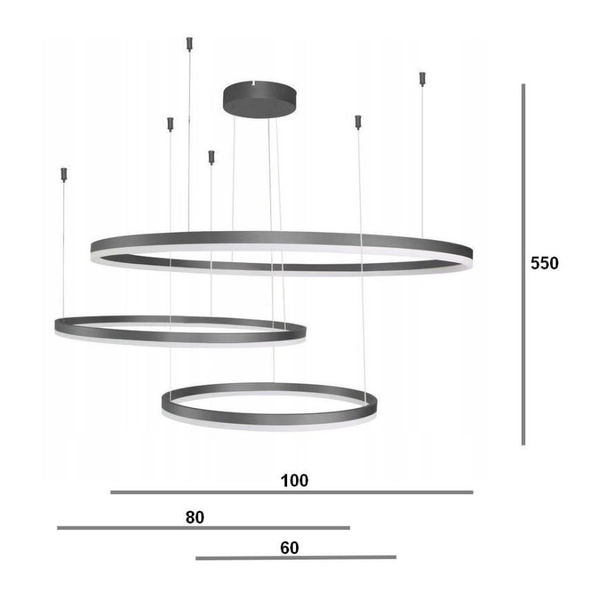 Azzardo AZ4707 - LED-kattokruunu johdossa HALO LED/130W/230V musta