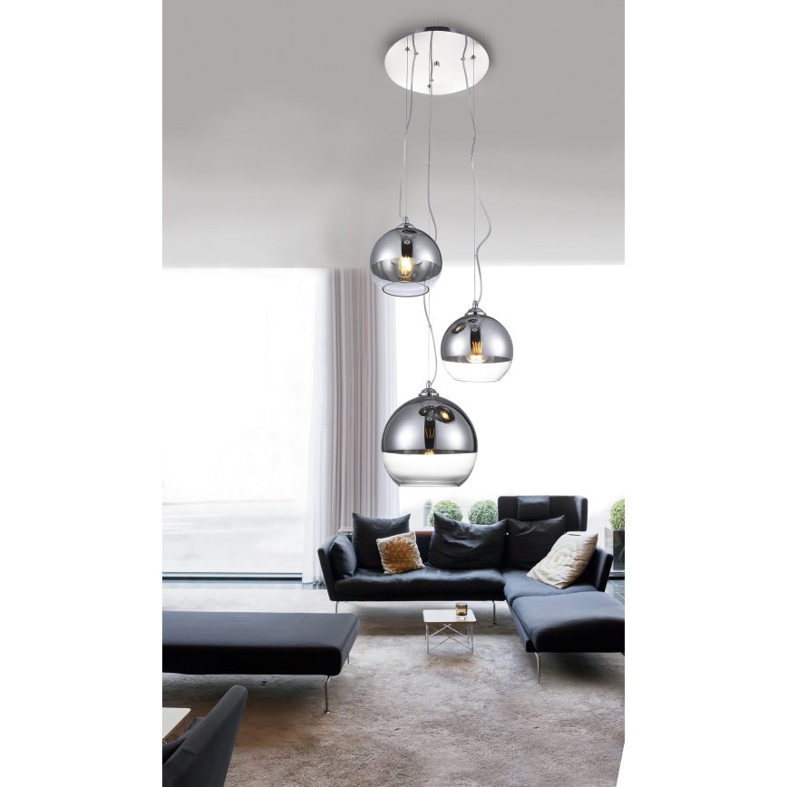 Azzardo AZ4751 - Kattokruunu johdossa BALL 3xE27/40W/230V