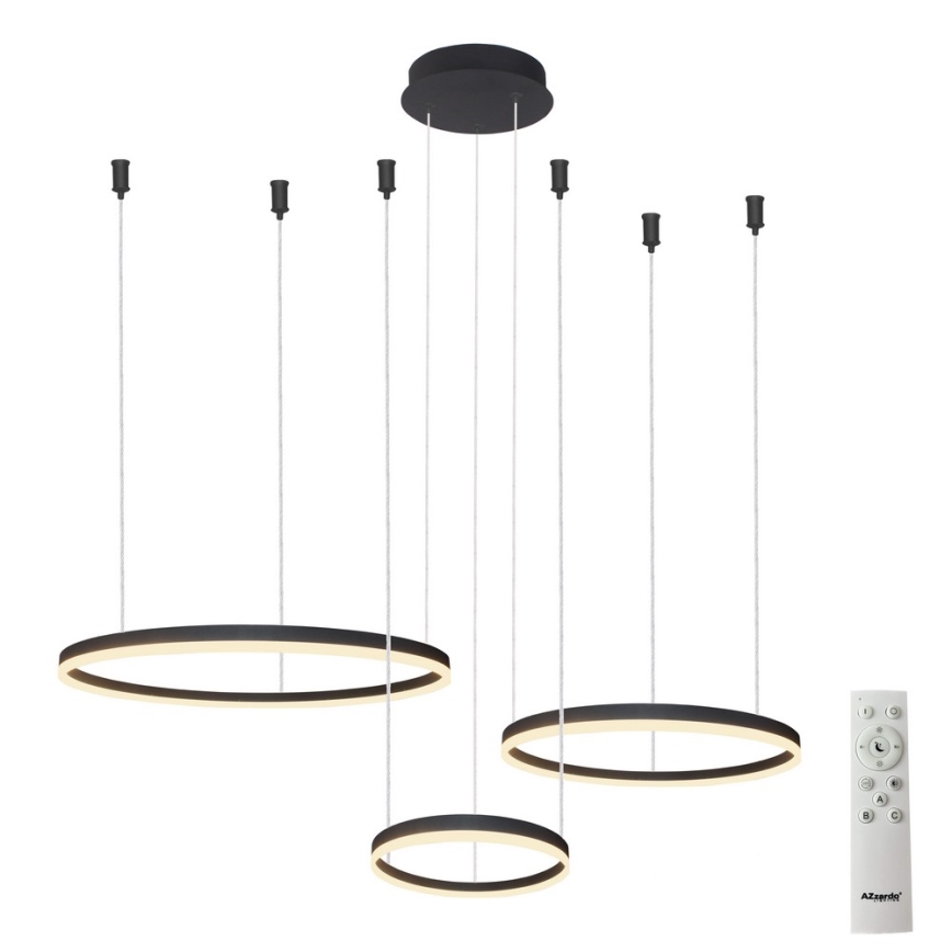 Azzardo AZ4972 - Himmennettävä LED-kattokruunu johdossa HALO LED/120W/230V musta + kauko-ohjaus