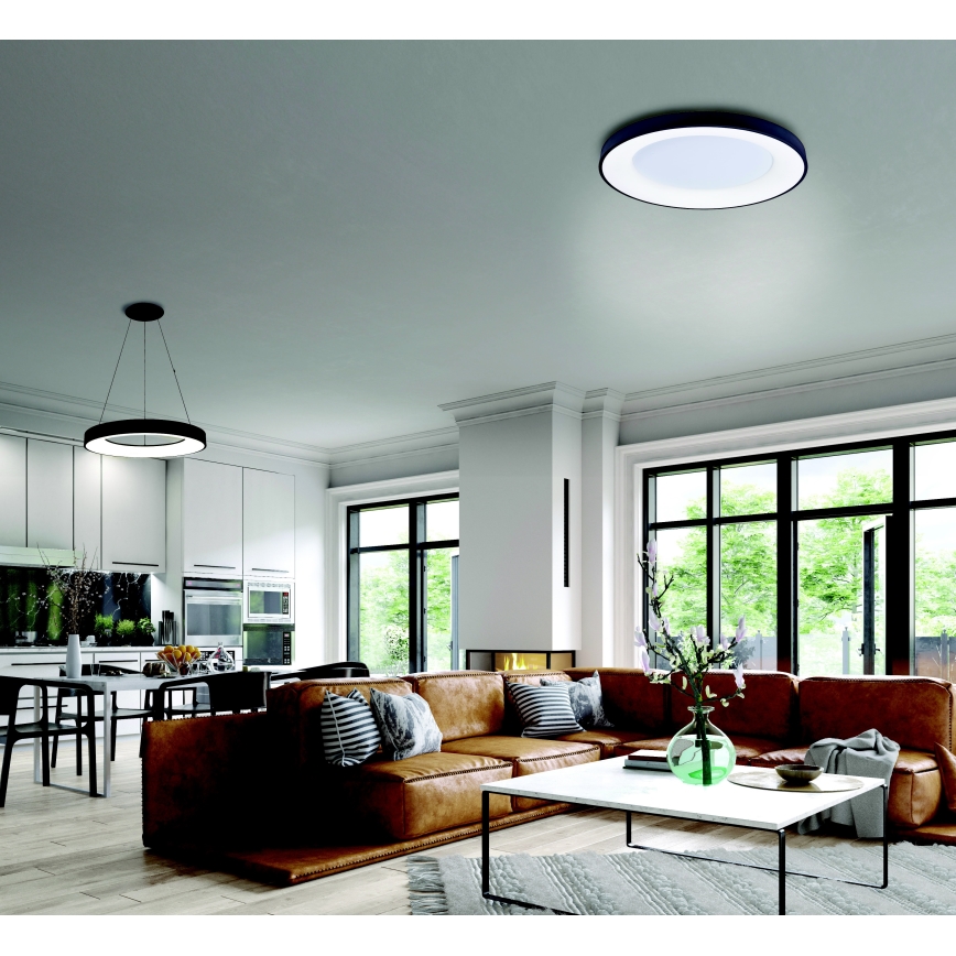 Azzardo AZ4991 - Himmennettävä LED-kattovalaisin SANTANA LED/50W/230V musta + kauko-ohjaus