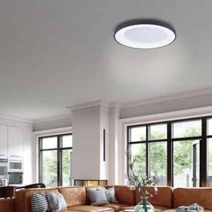 Azzardo AZ4995 - Himmennettävä LED-kattovalaisin SANTANA LED/80W/230V musta + kauko-ohjaus