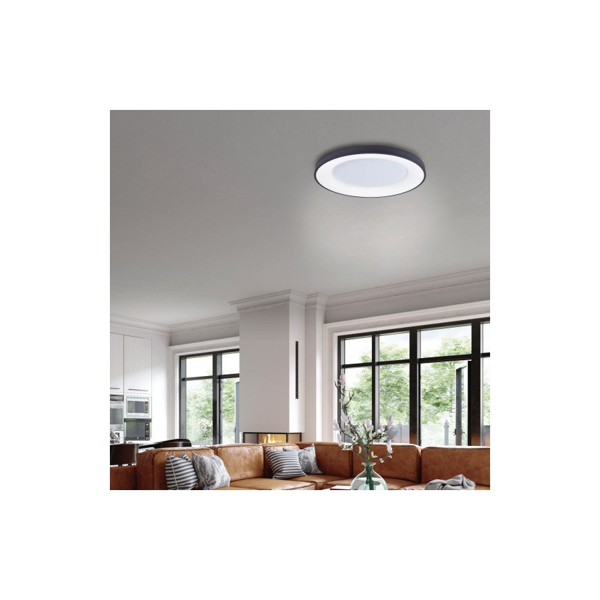 Azzardo AZ4995 - Himmennettävä LED-kattovalaisin SANTANA LED/80W/230V musta + kauko-ohjaus