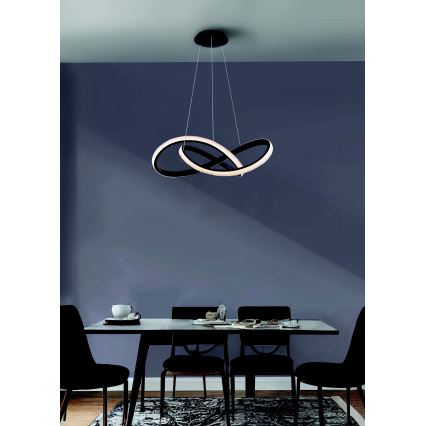Azzardo AZ5096 - Himmennettävä LED-kattokruunu johdossa INFINITY LED/80W/230V musta + kauko-ohjaus
