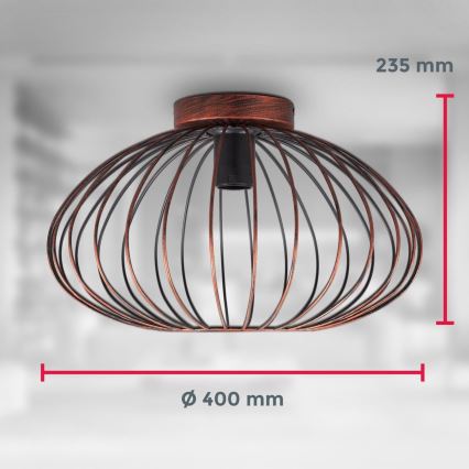 B.K. Licht 1471 - Pinta-asennettava kattokruunu RETRO 1xE27/40W/230V kupari