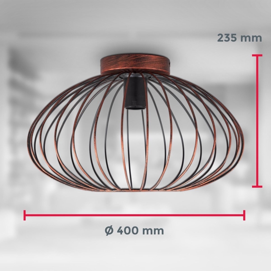 B.K. Licht 1471 - Pinta-asennettava kattokruunu RETRO 1xE27/40W/230V kupari
