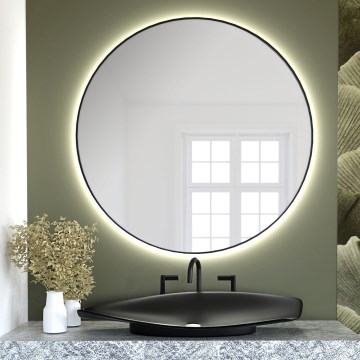 Baltica Design - LED-kylpyhuoneen seinäpeili taustavalaistuksella BRIGHT LED/15W/230V 3000K Ø 100 cm IP65 musta