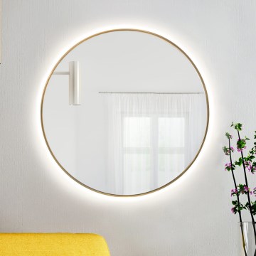 Baltica Design - LED-kylpyhuoneen seinäpeili taustavalolla BRIGHT LED/15W/230V 4500K Ø 90 cm IP65 kultainen