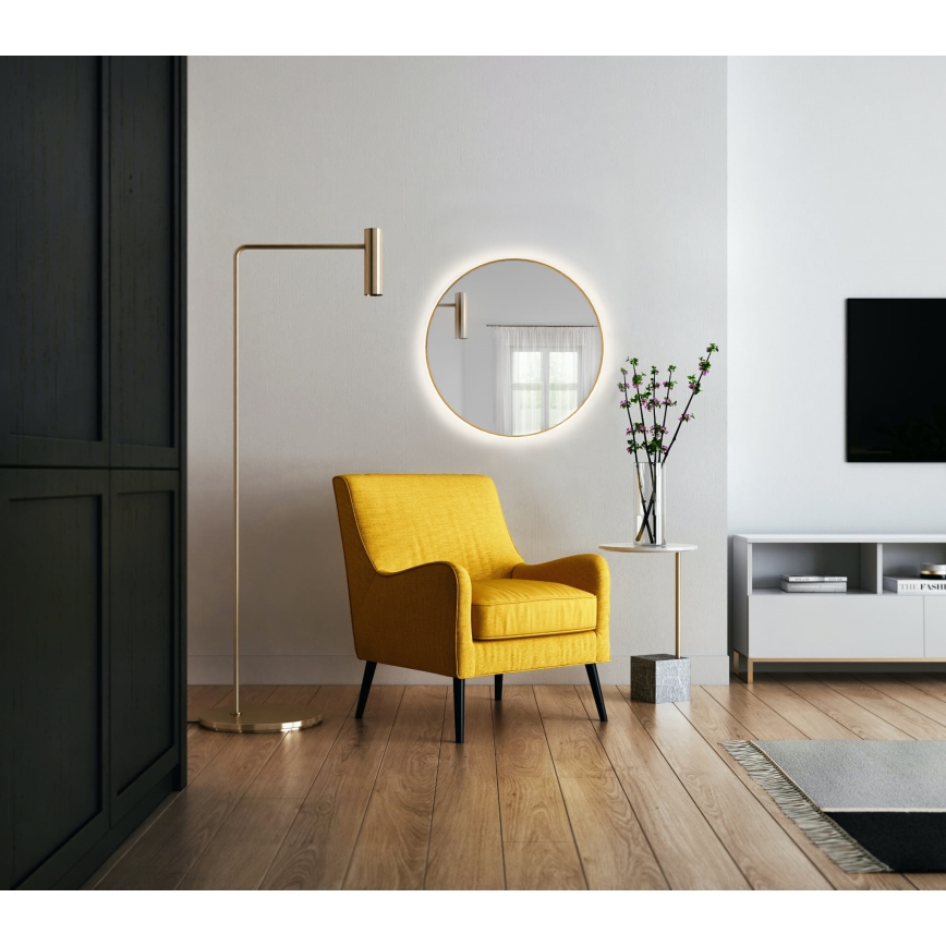 Baltica Design - LED-kylpyhuoneen seinäpeili valaistuksella BRIGHT LED/15W/230V 3000K Ø 80 cm IP65 kultainen