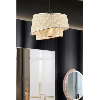 BARETTE-riippuvalaisin vaijerilla 1xE27/60W/230V kerma/kiiltävä kromi