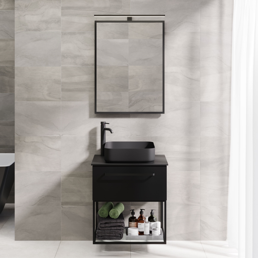 BATH DELUXE 01-060-05-02-00 - Kylpyhuone peili BORGSTED 60x80 cm musta