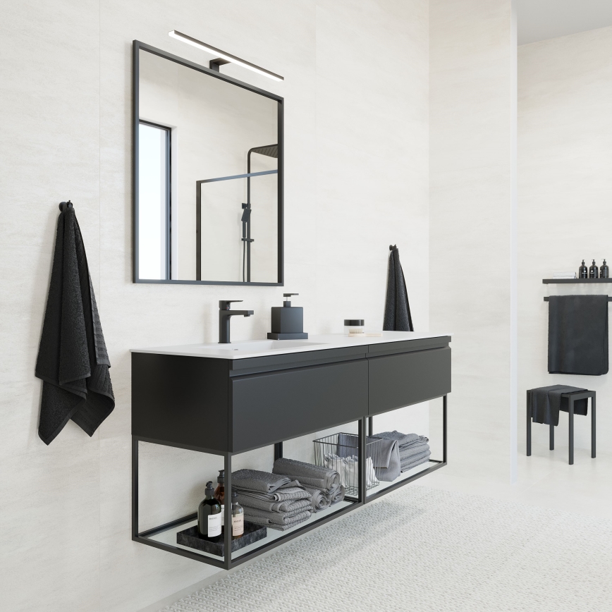 BATH DELUXE 01-080-05-02-00 - Kylpyhuone peili BORGSTED 80x80 cm musta