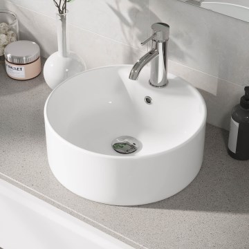 BATH DELUXE 06-038-09-11-00 - VIKEDAL tason päälle asennettava pesuallas Ø 38 cm, keraaminen/valkoinen